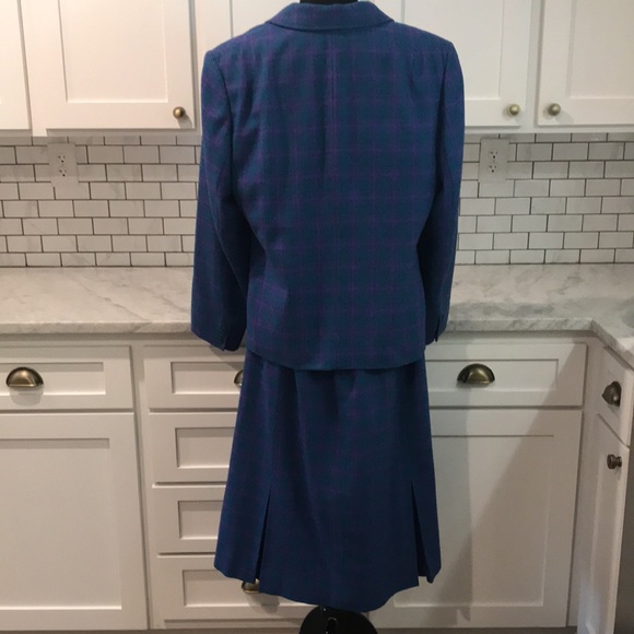 Vintage Pendleton Wool Suit Womens Size 18W Blue Plaid 2 Piece Skirt Blazer USA - Picture 6 of 16